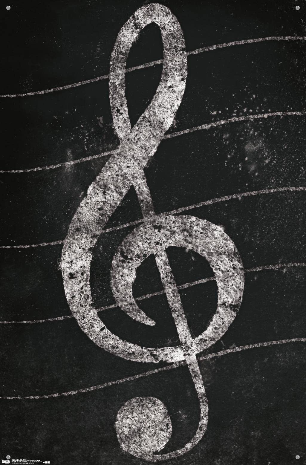 Treble Clef Music Wall Art - Chalkboard Style Poster with Push Pins for Classroom, Music Studio & Home Decor