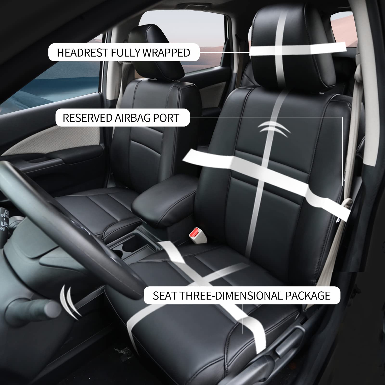 Premium Black Car Seat Covers Full Set for Honda CRV 2015-2016 Models | Waterproof & Durable CR-V Seat Protectors | Perfect for Daily Commute, Road Trips & Pet Protection