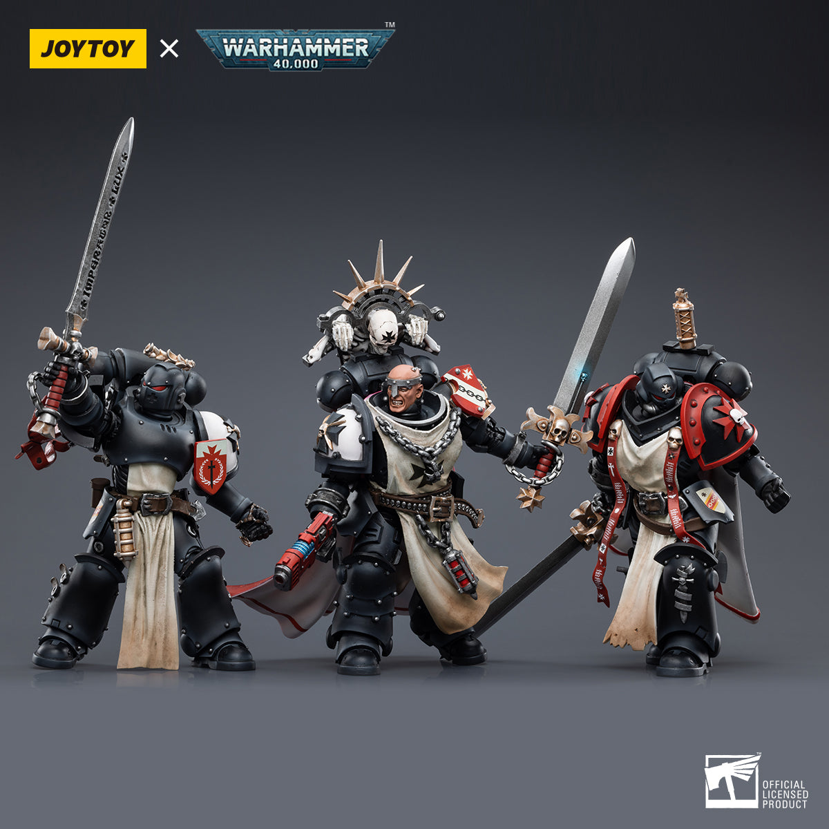 1/18 Scale JOYTOY Warhammer 40K Black Templars Action Figure Set (3pcs) - Perfect for Collectors, Tabletop Gaming & Display