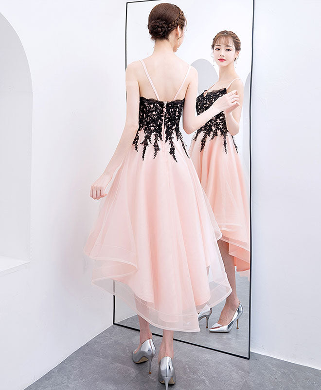 Elegant Pink V-Neck Tulle Lace Short Prom Dress | Homecoming Party Gown | Perfect for Prom Night, Homecoming Dance & Special Occasions
