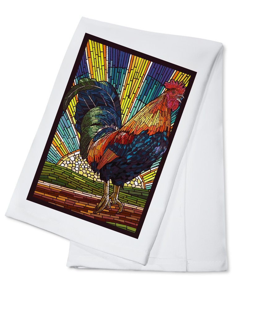 Rooster Design Paper Mosaic Tea Towel - 100% Cotton Decorative Hand Towel for Kitchen & Home Decor | Perfect for Farmhouse Style, Country Kitchen, and Gift Giving