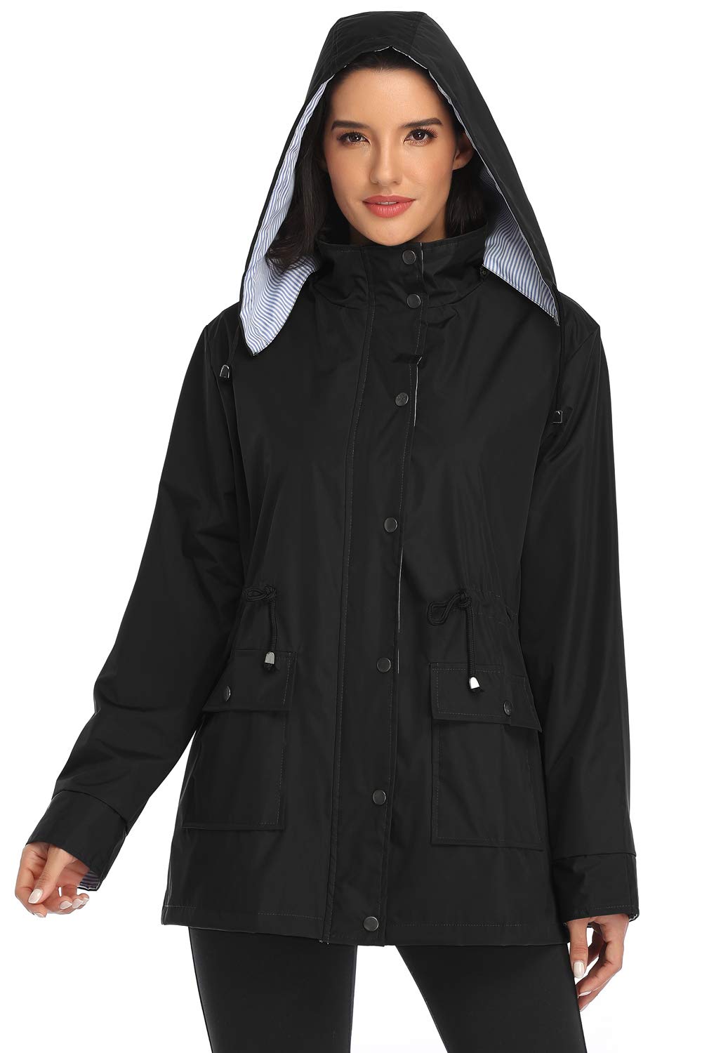 Arthas Women's Lightweight Waterproof Rain Jacket with Hood - Windproof Outdoor Trench Coat for Hiking, Travel & Daily Wear - Plus Size Raincoat for Women & Girls