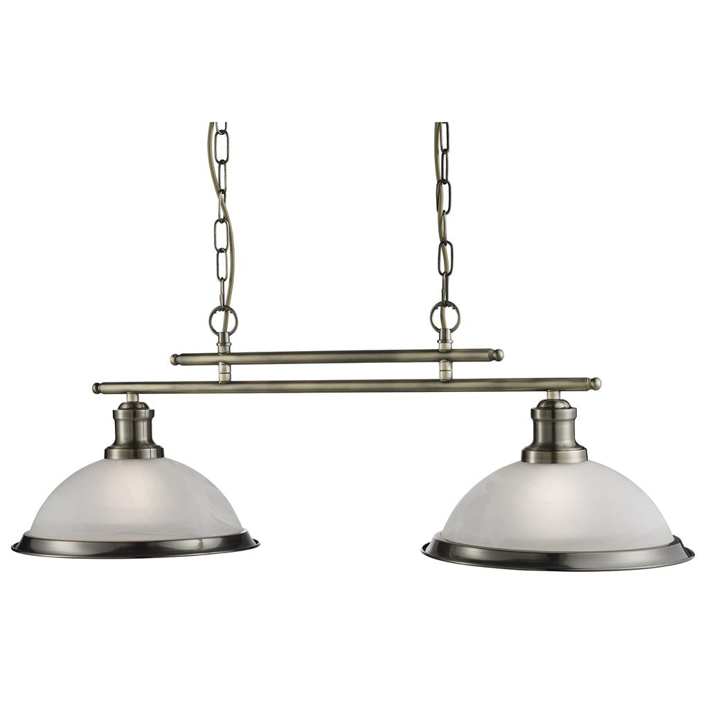 Bistro 2/3Lt Kitchen Light Fixture - Satin Silver/Antique Brass Finish - Modern Pendant Lighting for Dining Room, Island, Bar & Restaurant Decor