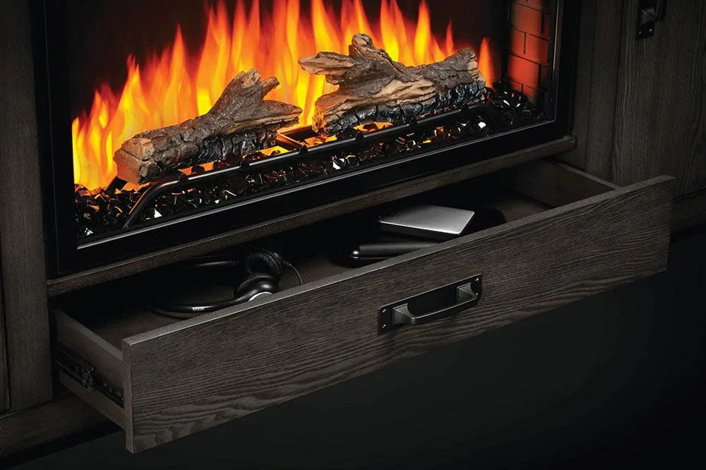 Napoleon Franklin 30'' Oak Media Console with Electric Firebox - Perfect for Living Room Home Theater & Cozy Fireplace Ambience