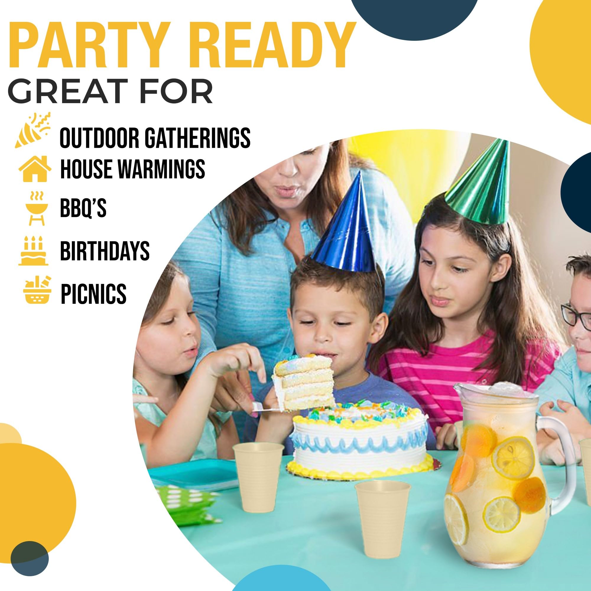50 Pack 12 Oz Ivory Plastic Cups - Disposable Party Cups for Events, Celebrations & Everyday Use | Durable & Elegant Drinking Cups for Weddings, BBQs, Picnics & Home Gatherings
