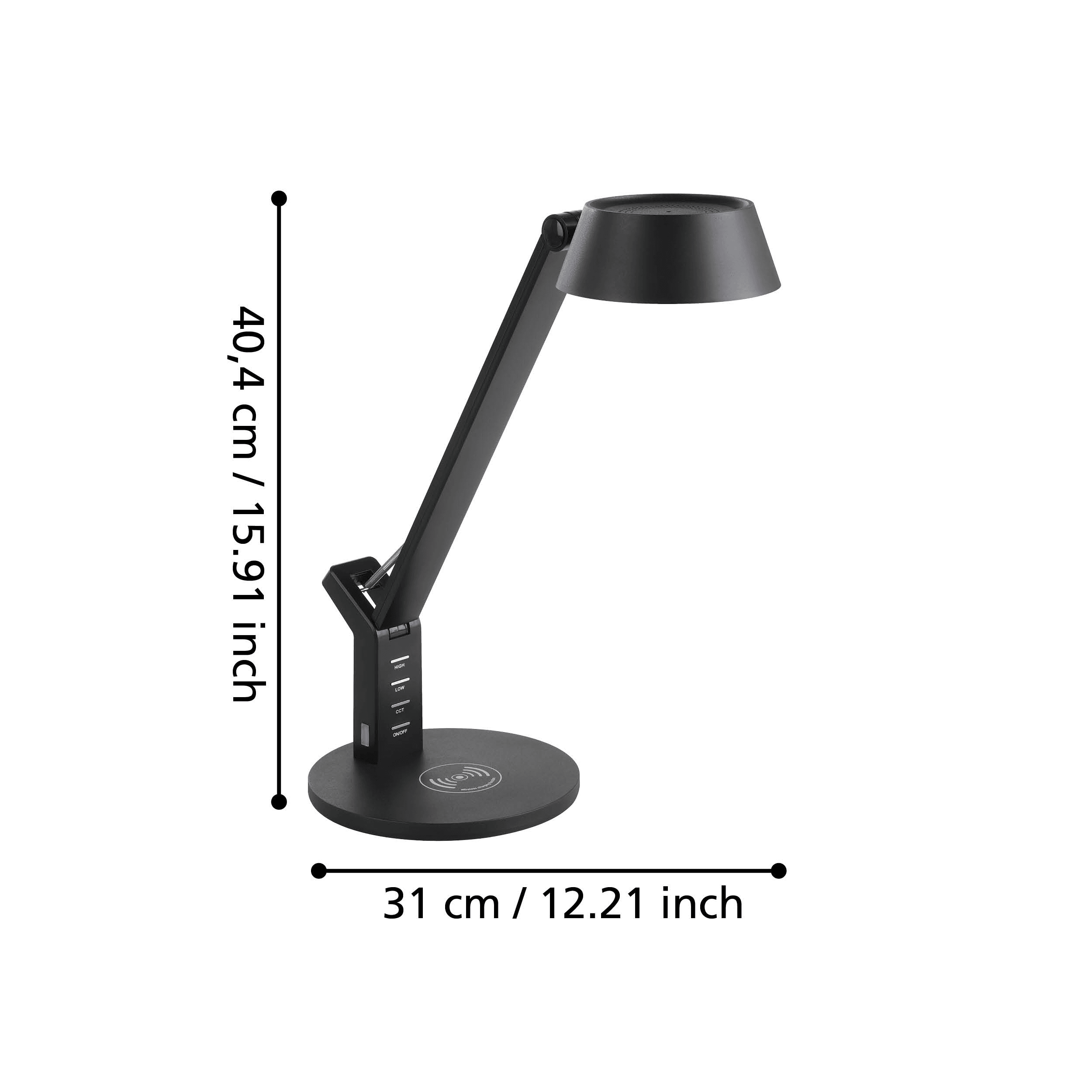 Eglo Banderalo Black LED Touch Table Lamp - Modern Nightstand Lamp for Bedroom, Living Room, Office - Adjustable Brightness & Stylish Design