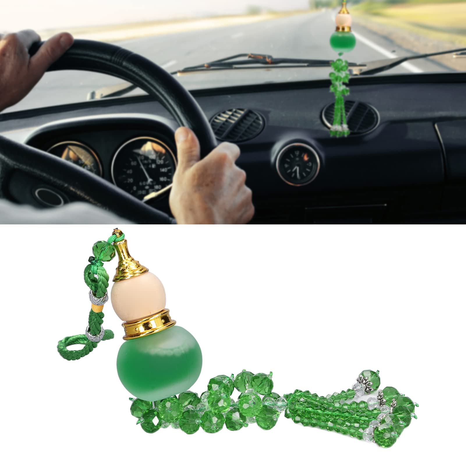 Premium Car Perfume Pendant - Elegant Hanging Air Freshener for Vehicles with Refillable Scent, Stylish Interior Decor & Unique Gift Idea (Green) | Perfect for Cars, SUVs, Office Spaces & Home Fragrance