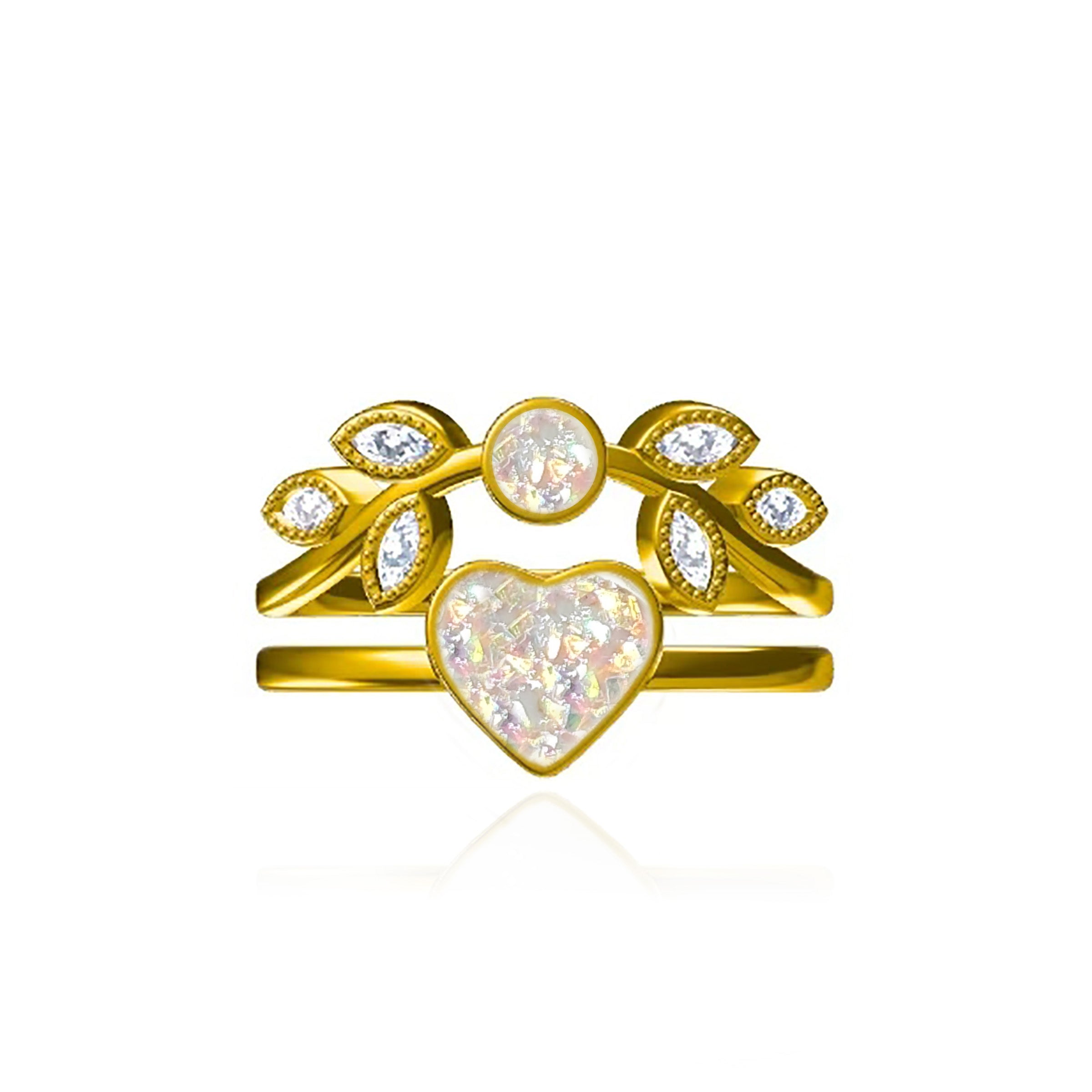 Whispering Heartleaf Ashes Ring Set - Memorial Jewelry for Loved Ones | Cremation Keepsake for Women & Men | Elegant Sympathy Gift for Funeral, Remembrance & Special Occasions