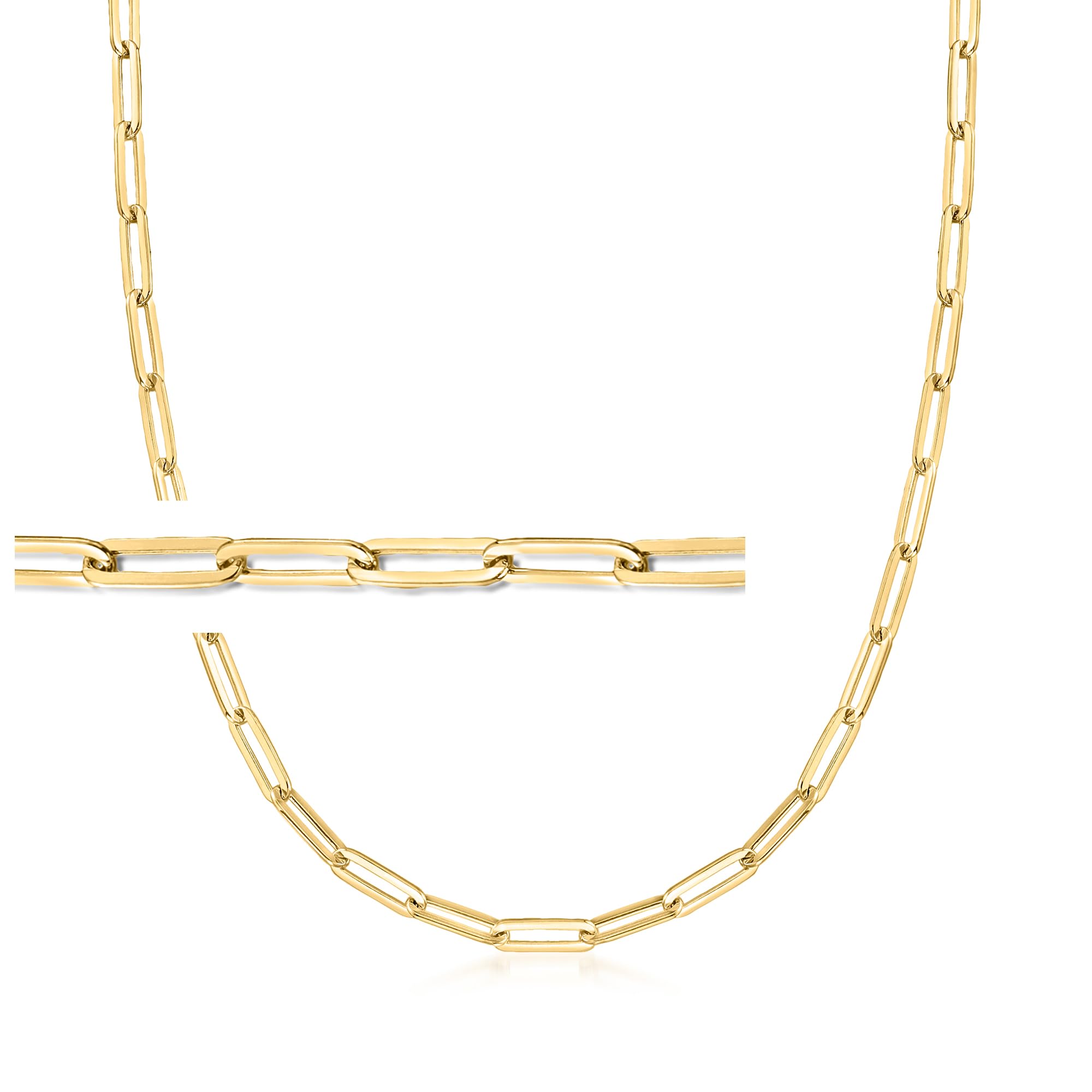 Ross-Simons 18kt Gold Over Sterling Silver Paper Clip Link Necklace - 17 Inch Elegant Chain for Women, Perfect for Everyday Wear, Office & Special Occasions
