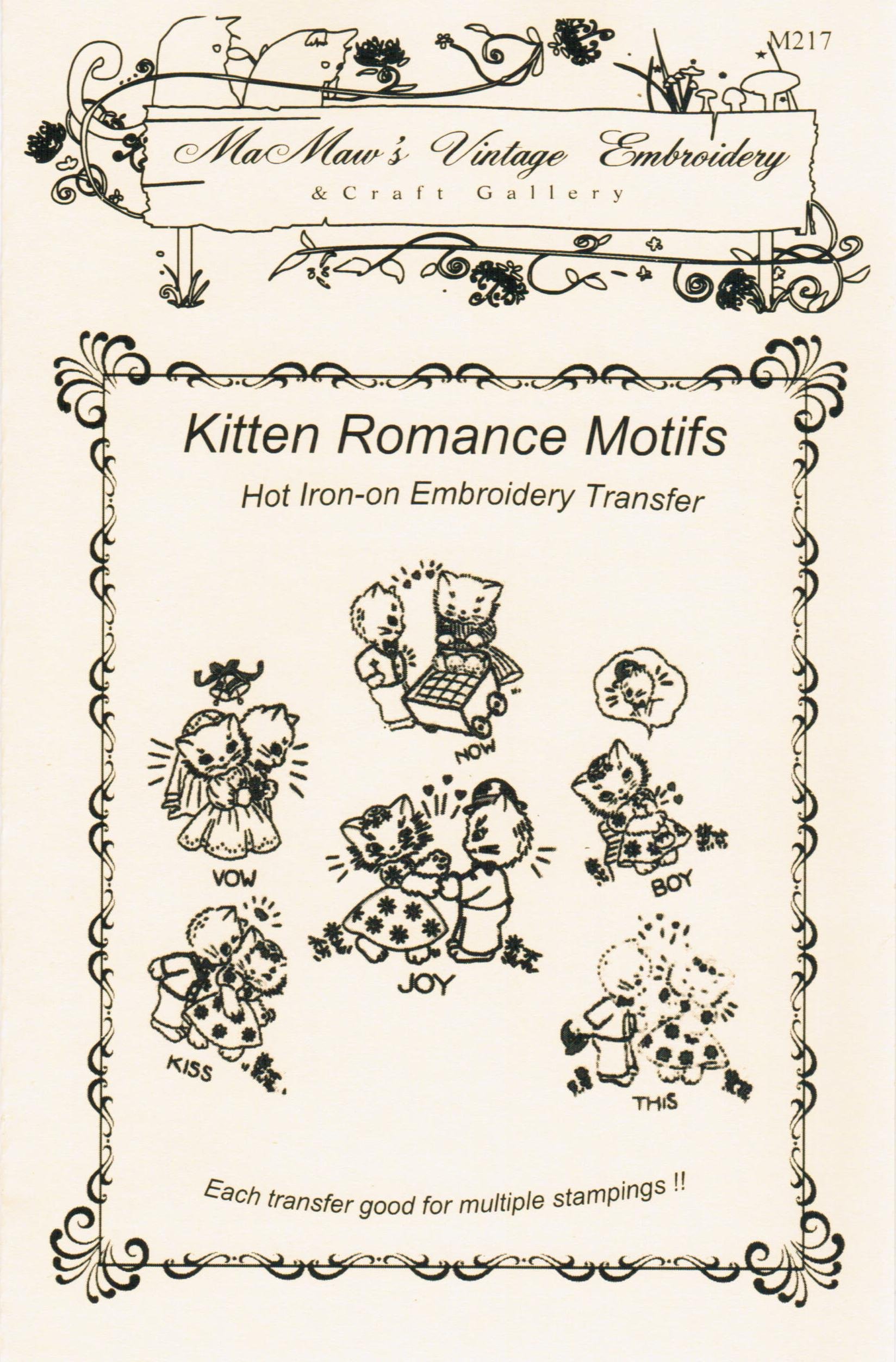 Kitten Romance Hot Iron Embroidery Transfers - DIY Iron-On Patches for T-Shirts, Bags & Fabric Crafts | Perfect for Custom Clothing, Home Decor & Gift Making