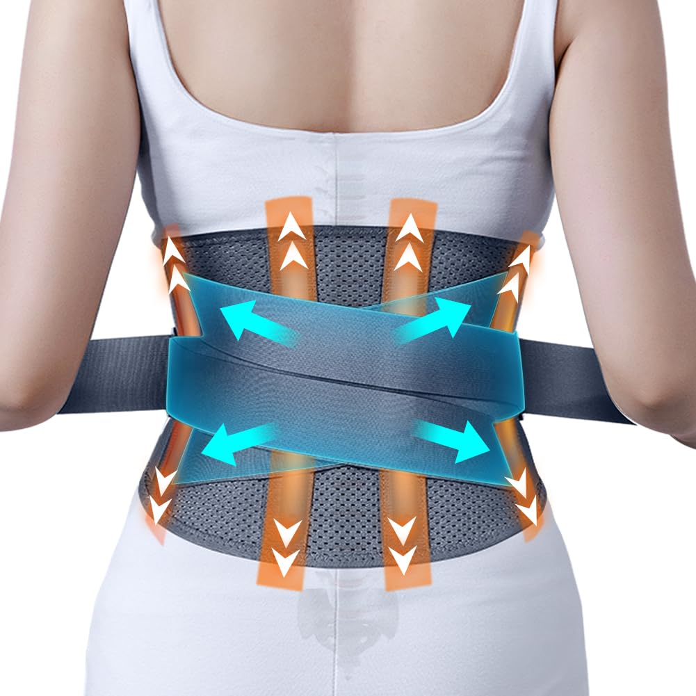 BigAlex Back Brace for Men & Women - Adjustable Lumbar Support Belt with Metal Stays for Lower Back Pain Relief (Waist Size 35