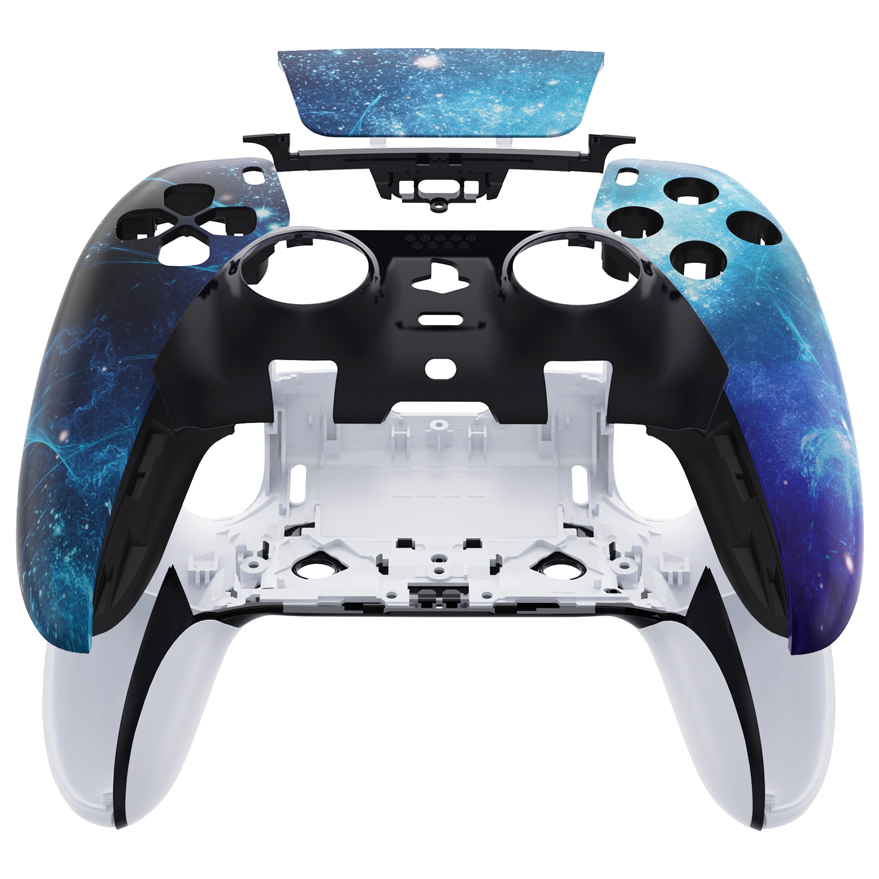 ExtremeRate Blue Nebula PS5 Edge Controller Replacement Shell - DIY Front Housing Faceplate & Touchpad Cover for Custom Gaming Setup | Compatible with PlayStation 5 Edge Wireless Controller (MLREGT005) | Perfect for Competitive Gaming, Streaming & Controller Customization
