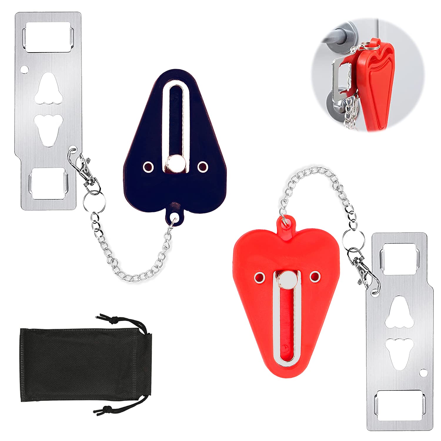Portable Door Lock for Home Security - 2 Pack Travel Locks for Hotels, Apartments & Dorm Rooms - Extra Safety & Privacy Protection for Solo Travelers & Students