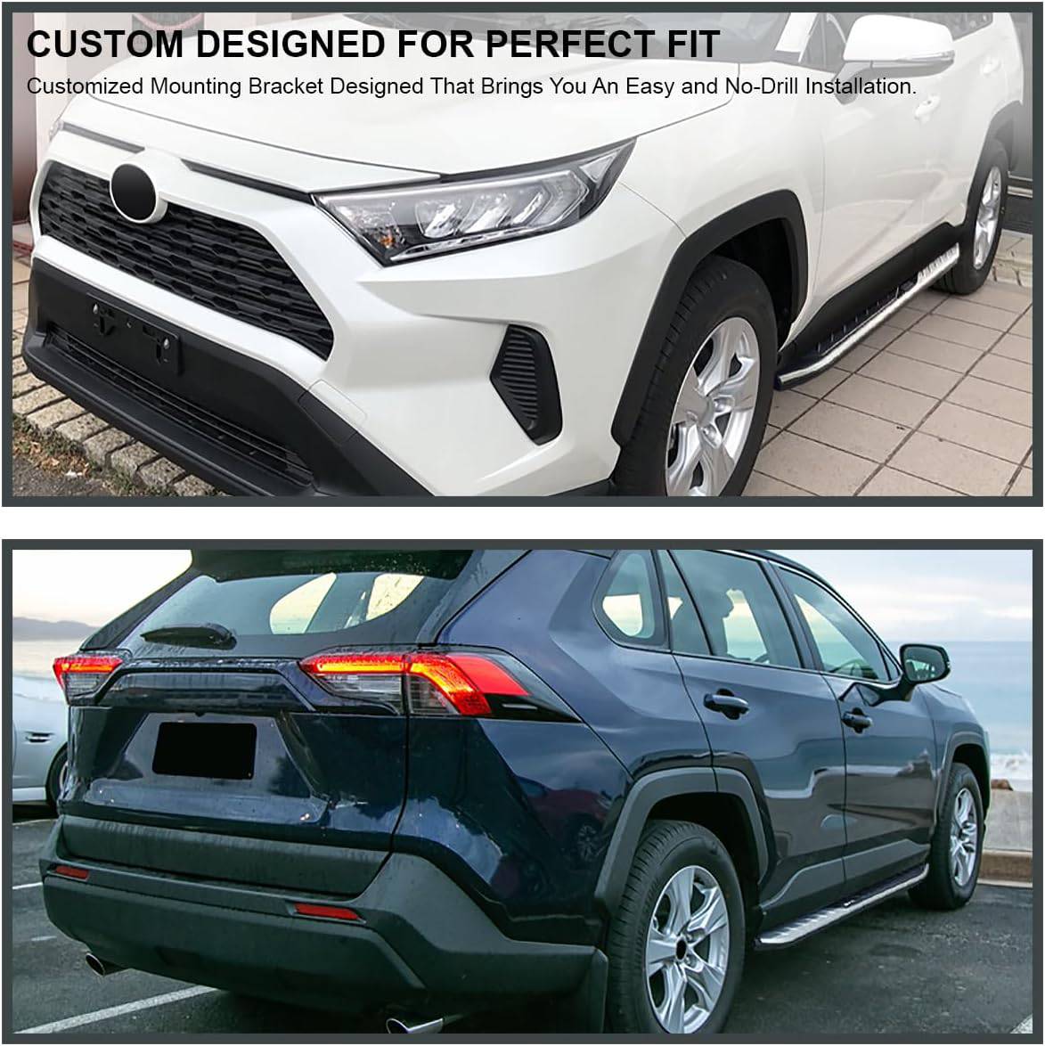 2019-2024 Toyota RAV4 Running Boards Nerf Bars - Side Step Rails for Easy Entry & Exit - Perfect for Off-Roading & Daily Commutes
