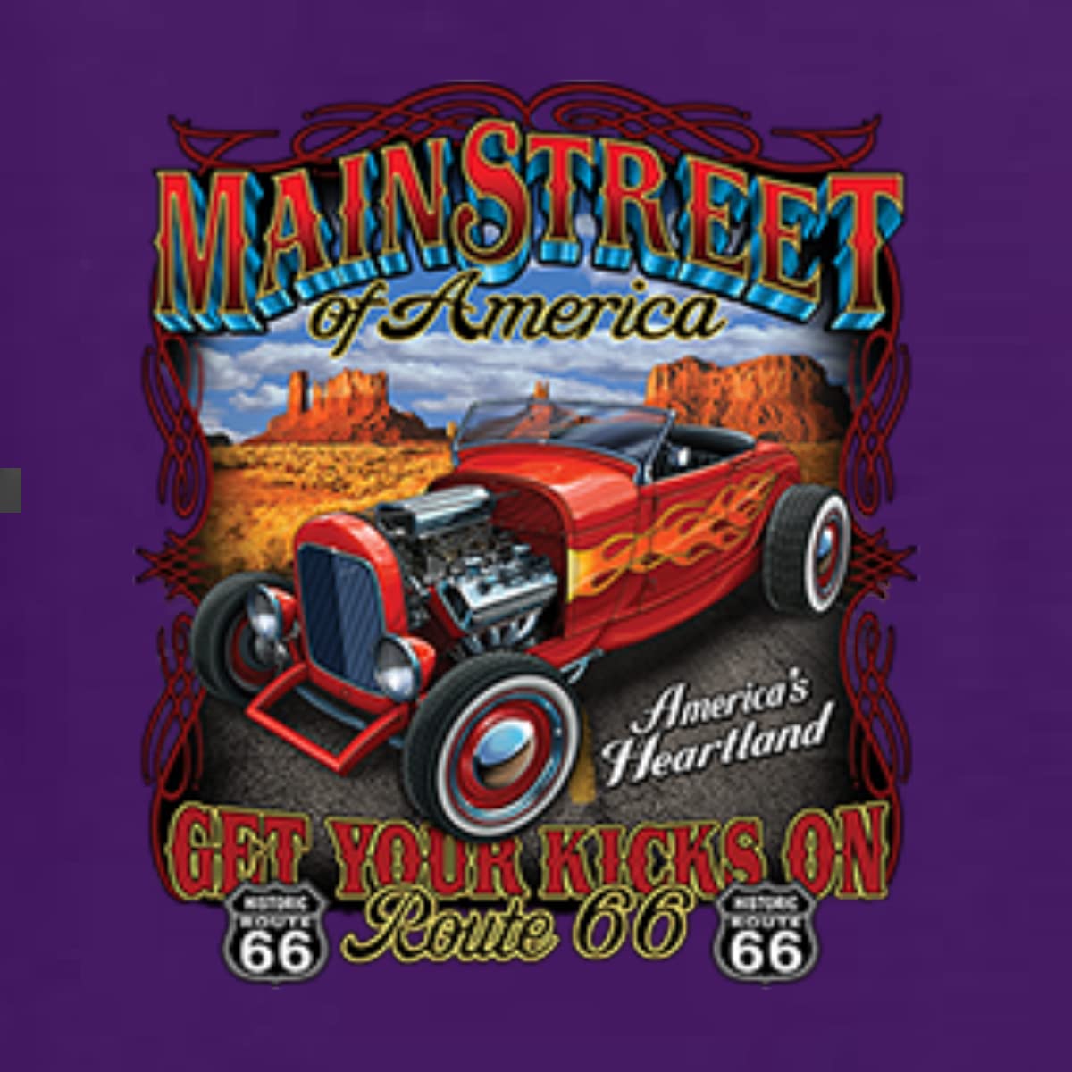 Vintage Route 66 Hot Rod Cars & Trucks Graphic T-Shirt for Women - Retro American Road Trip Inspired Tee | Perfect for Travel Enthusiasts, Road Trips & Casual Outfits