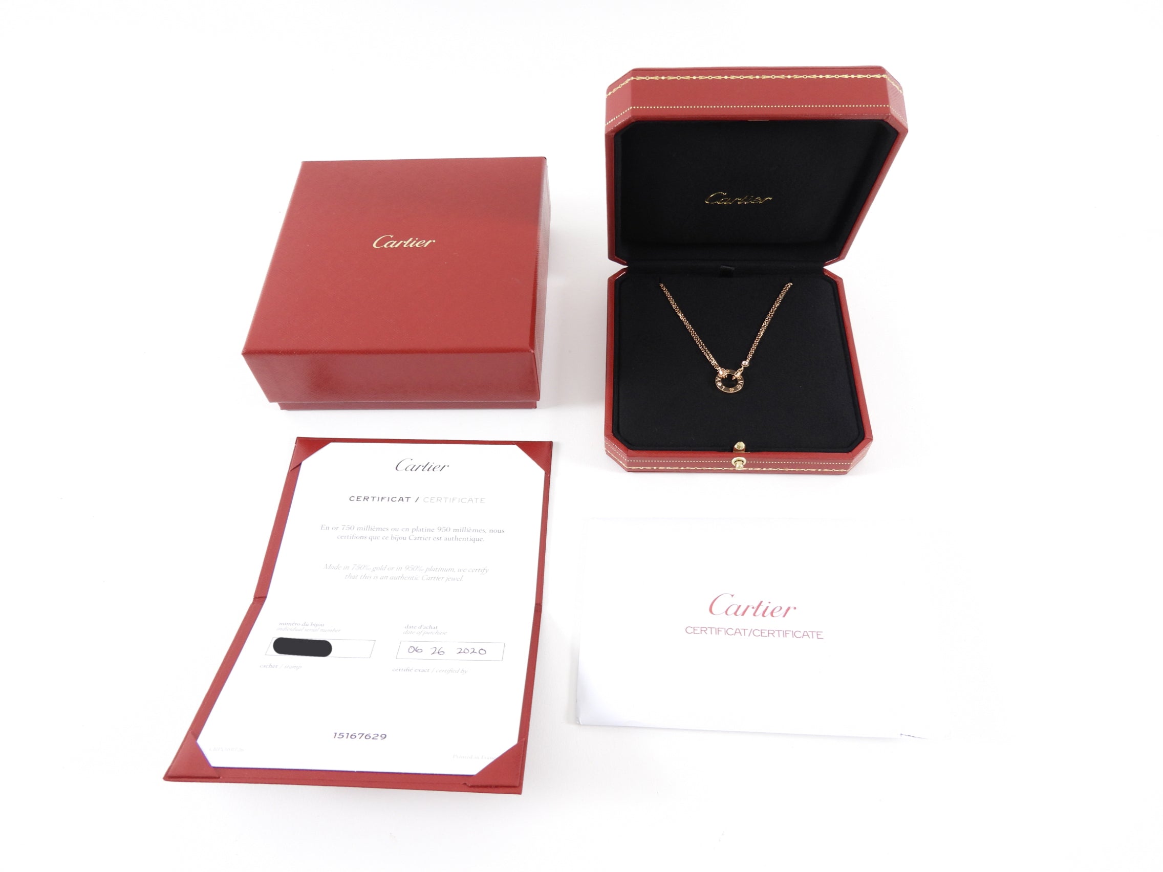 Cartier 18k Rose Gold 2 Diamond Love Pendant Necklace for Women - Luxury Valentine's Day Gift, Anniversary Jewelry & Romantic Date Night Accessory