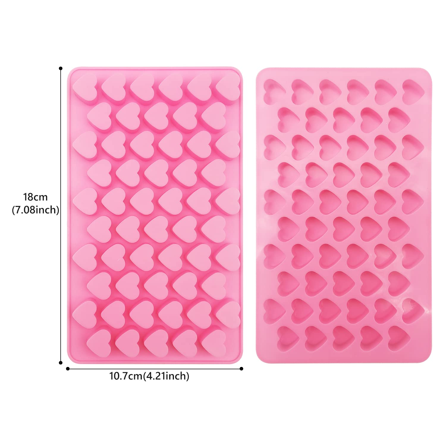 ALLY-MAGIC Heart Shaped Silicone Molds - 55 Cavity Wax Melts Molds for DIY Baking, Chocolate, Candy, Soap Making - Perfect for Valentine's Day, Christmas Gifts & Home Decor (Pink)