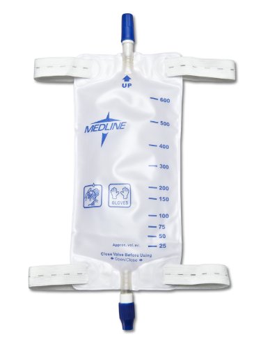 Medline 19 oz Leg Drain Bags with Twist Valve - Medium Size (Pack of 48) - Ideal for Post-Surgery, Wound Care & Medical Drainage Needs