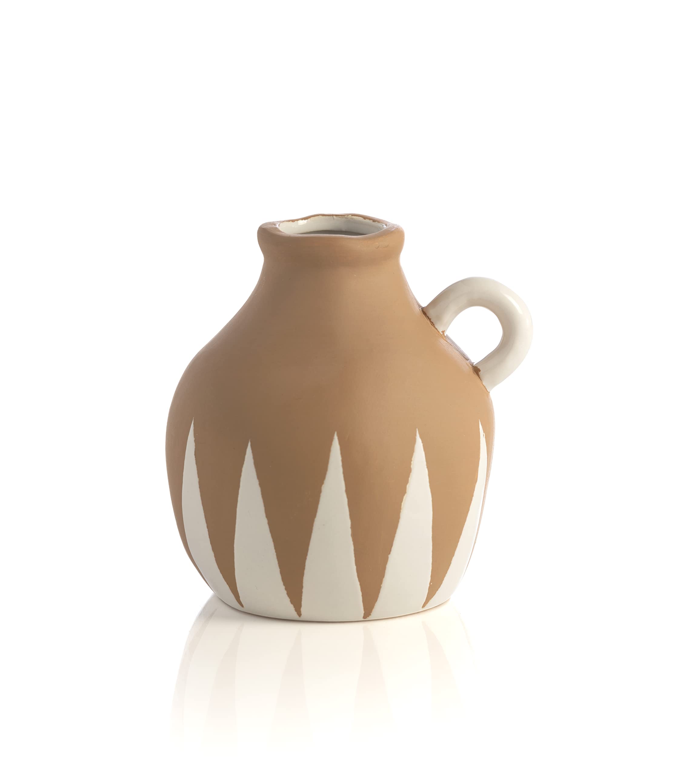 Shiraleah Small Decorative Salinas Jug Vase - Off White Ceramic Pitcher for Home Decor, Farmhouse Style Centerpiece, Perfect for Flowers, Kitchen & Dining Table Decor