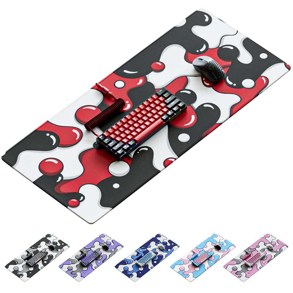 Kraken XXL Large Gaming Mouse Pad - Premium Red Artisan Desk Mat for Keyboard & Mouse - Non-Slip Thick Mousepad for PC Gamers (Darth Drip Design) - Perfect for Esports, Office Work & Home Gaming Setup