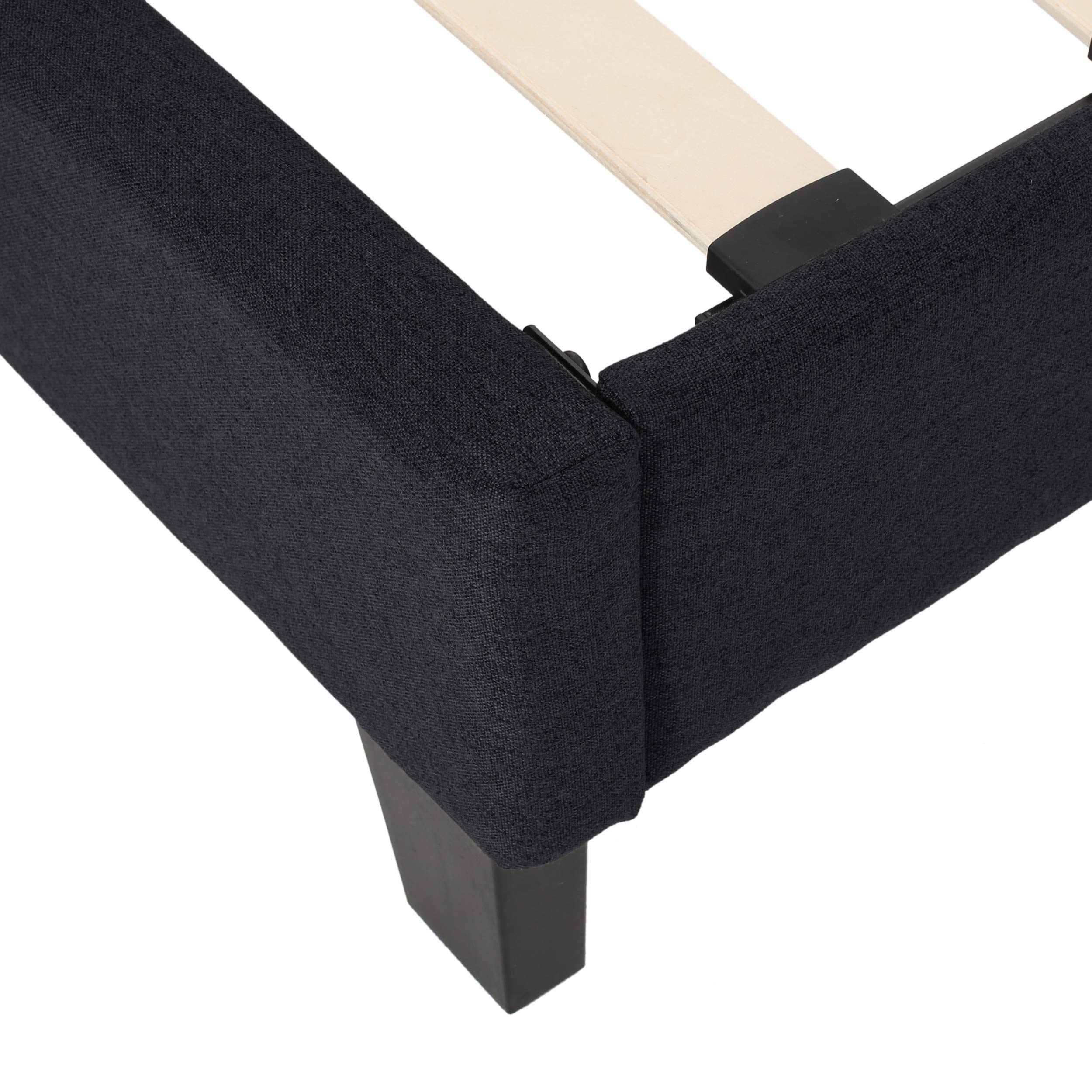 GDFStudio Contemporary Upholstered King Bed Frame with Platform - Black Upholstery | Modern Bedroom Furniture for Master Suite, Guest Room & Apartment