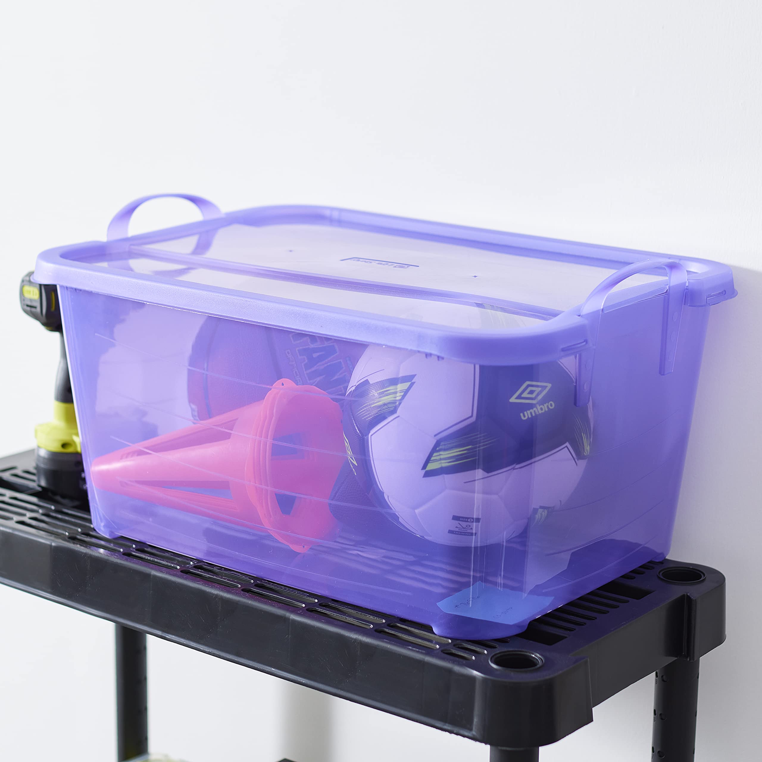 Purple Stackable Closet Storage Boxes - 55 Quart (24 Pack) | Space-Saving Organizer for Bedroom, Closet & Home Organization | Durable Plastic Storage Containers for Clothes, Toys & Seasonal Items