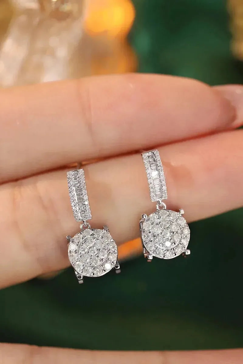 18K White Gold Diamond Drop Earrings for Women - 0.76ct Natural Diamond Stud Earrings, Classic INS Style Party Jewelry - Perfect for Weddings, Anniversaries & Special Occasions