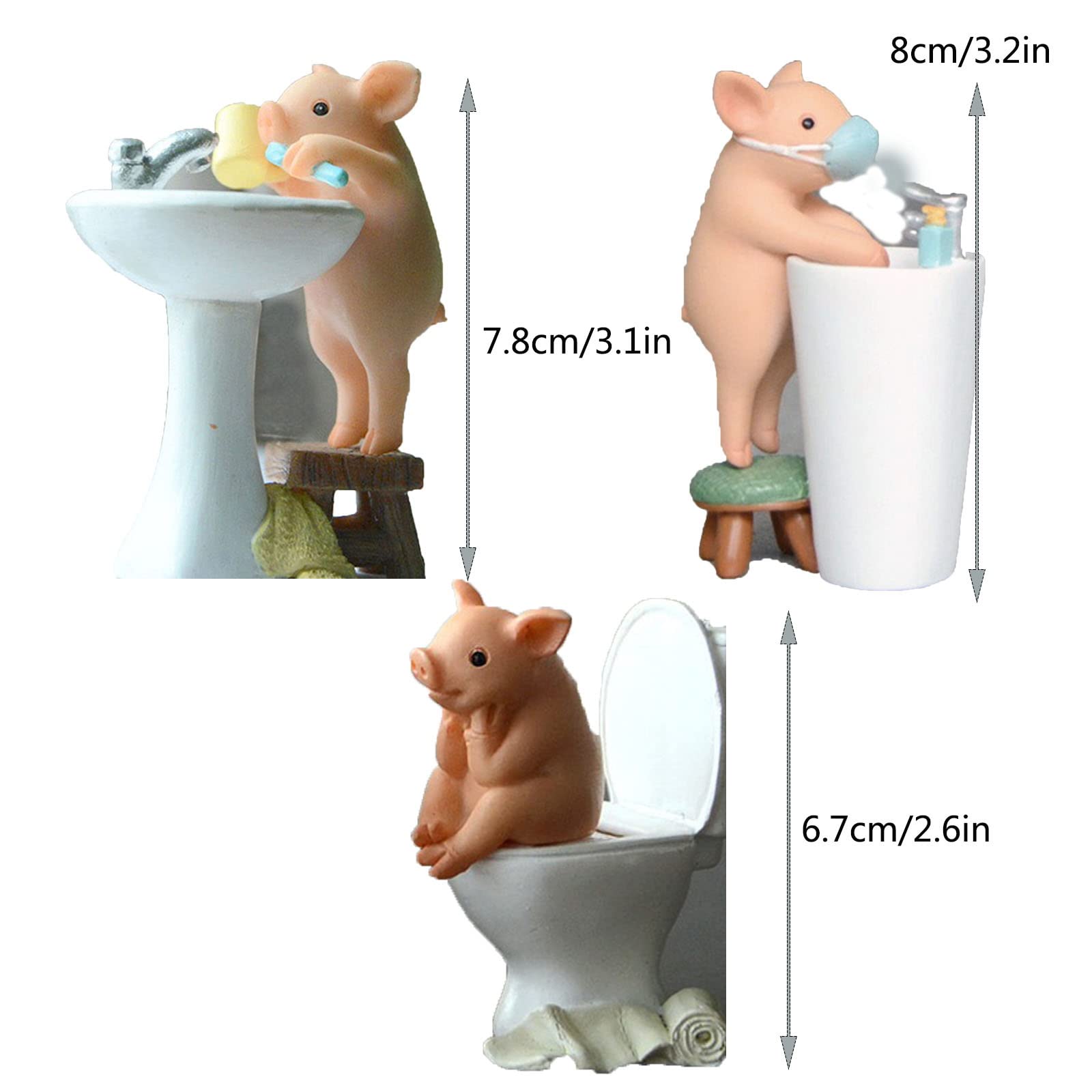Mini Pig Figurine & Resin Decor for Fairy Gardens & Bathrooms