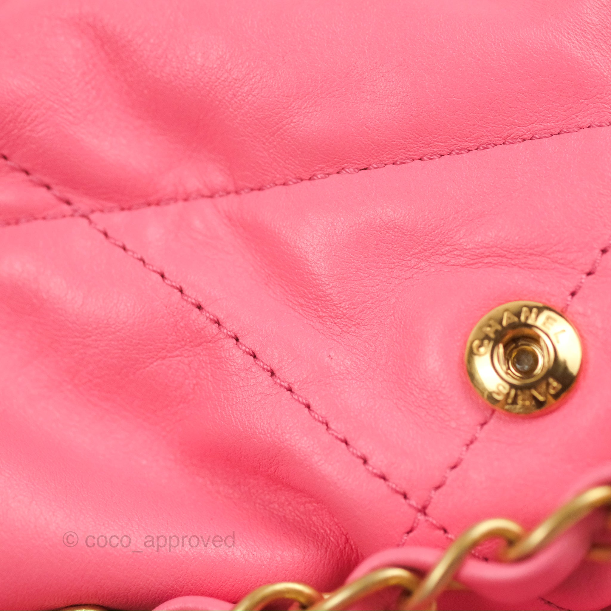 Chanel 22 Small Pink Shiny Calfskin Bag with Aged Gold Hardware - Luxury Crossbody Purse for Women, Perfect for Date Night & Special Occasions