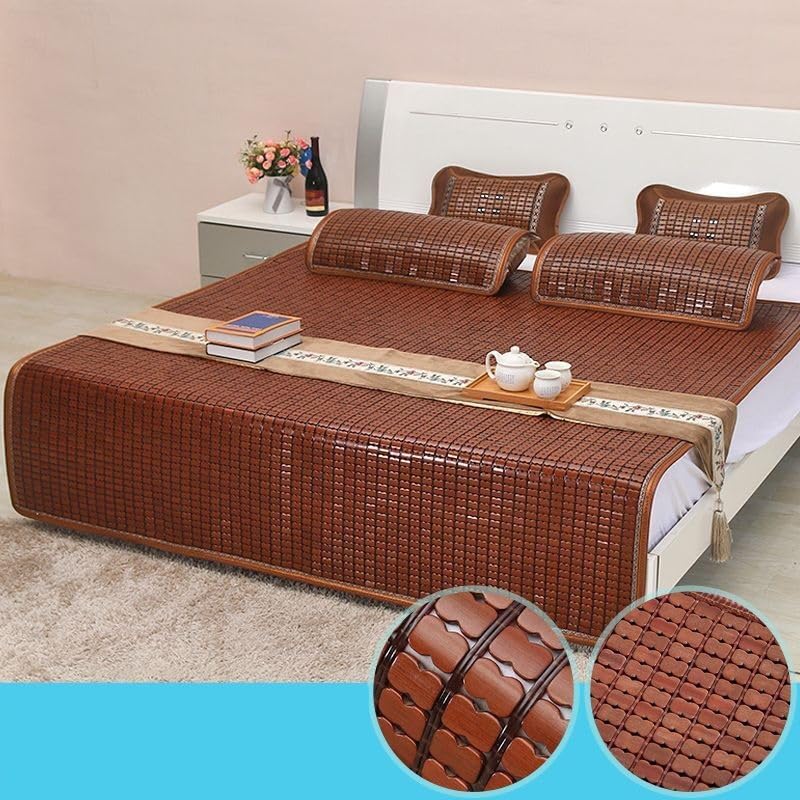 Natural Bamboo Cooling Sleeping Mat - Foldable & Breathable Summer Bed Mat for Home, Dorm, Travel - Easy to Clean & Portable for Hot Weather, Camping, Yoga & Outdoor Use