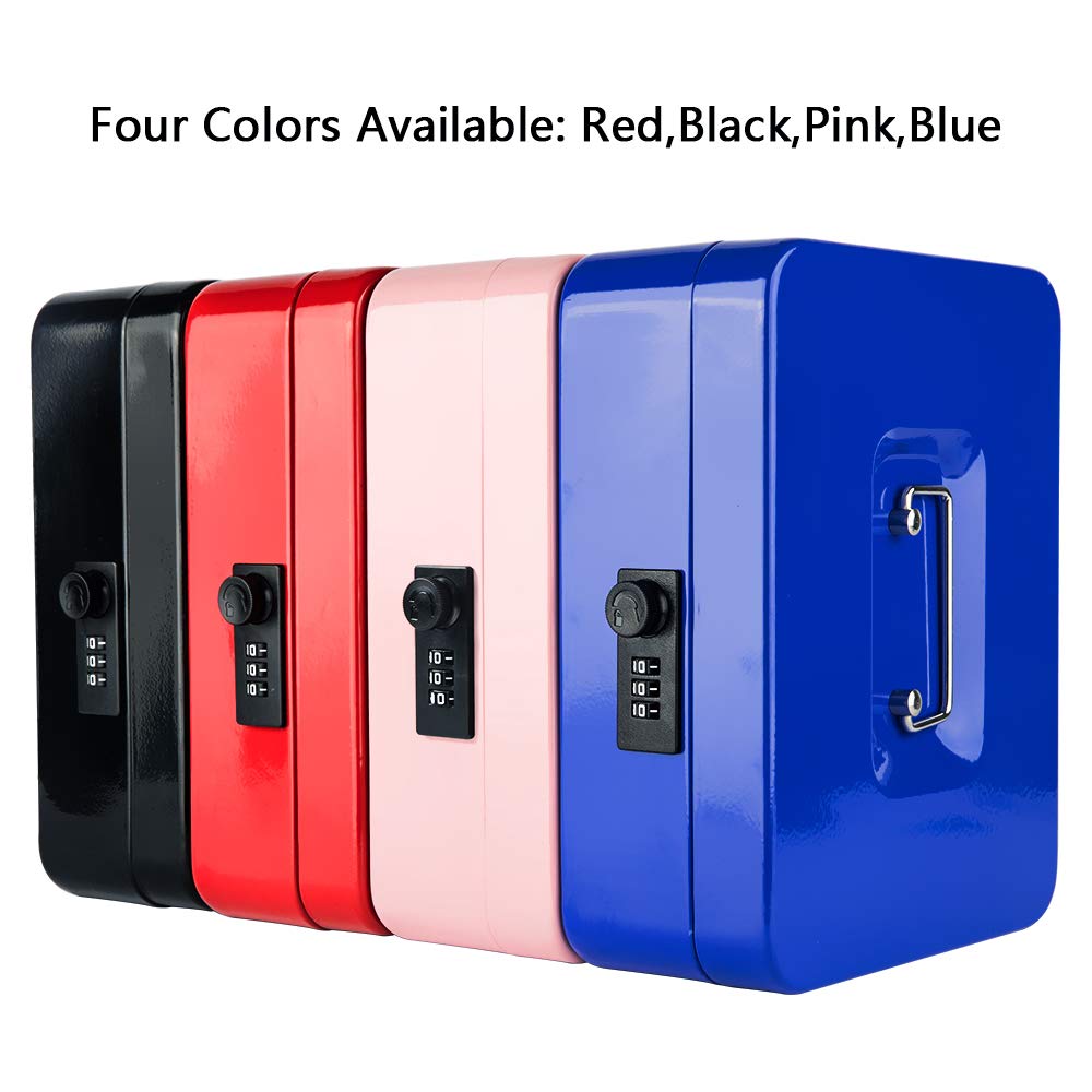 KYODOLED Medium Cash Box with Combination Lock - Secure Metal Money Storage Safe Box with Money Tray (7.87