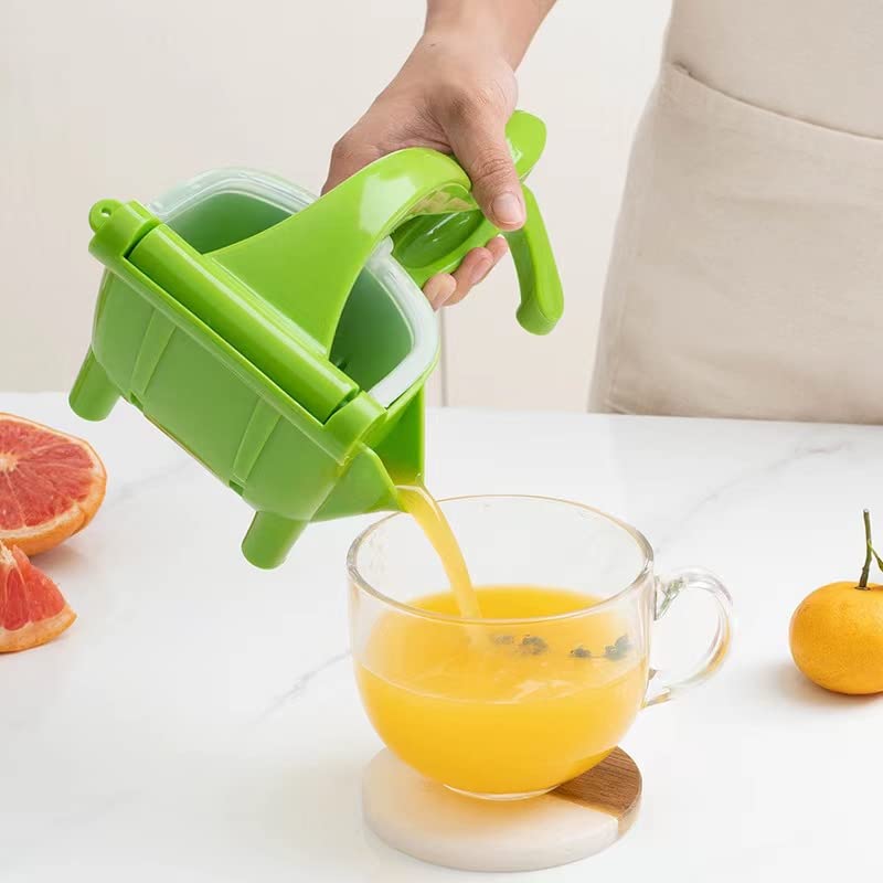 Heavy Duty Manual Fruit Juicer Press - Hand Crank Juice Extractor for Pomegranates, Lemons, Oranges, Apples & More | Green Stainless Steel Juicer for Home, Kitchen, Camping & Healthy Juicing