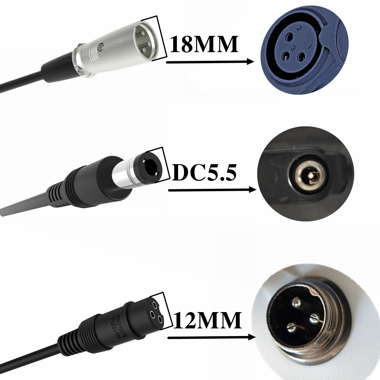 54.6V 2A Electric Bike Charger with 3 Plugs - Compatible with 48V Ebike & Scooter Batteries (DC5.5*2.5, 3-Pin, 12mm 3-Prong) - Replacement Charger for F1/F2 Models - Perfect for Commuting & Outdoor Adventures