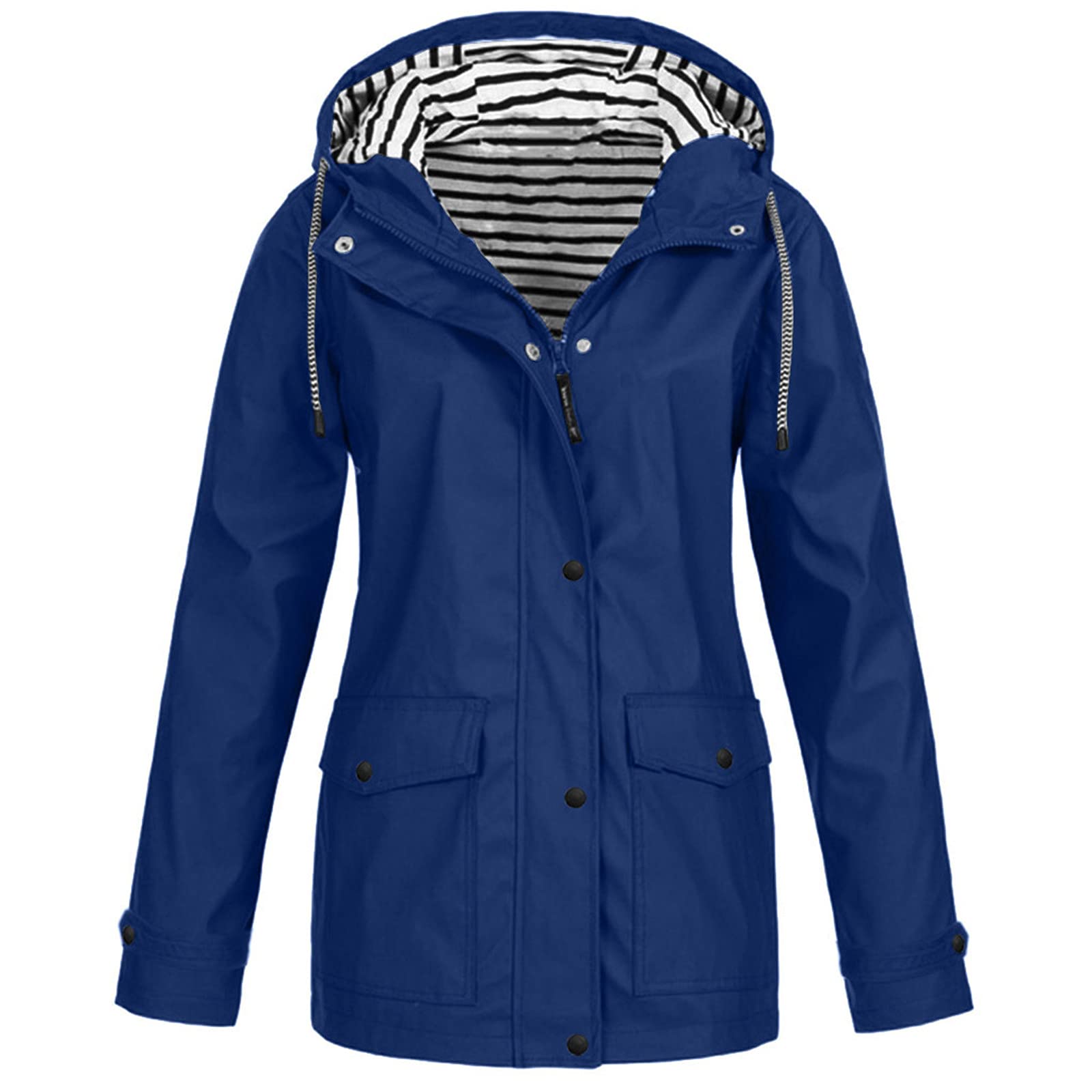 Women's Waterproof Hooded Rain Jacket - Lightweight Windbreaker Jacket for Hiking, Travel & Outdoor Activities - Plus Size Raincoat for All-Weather Protection