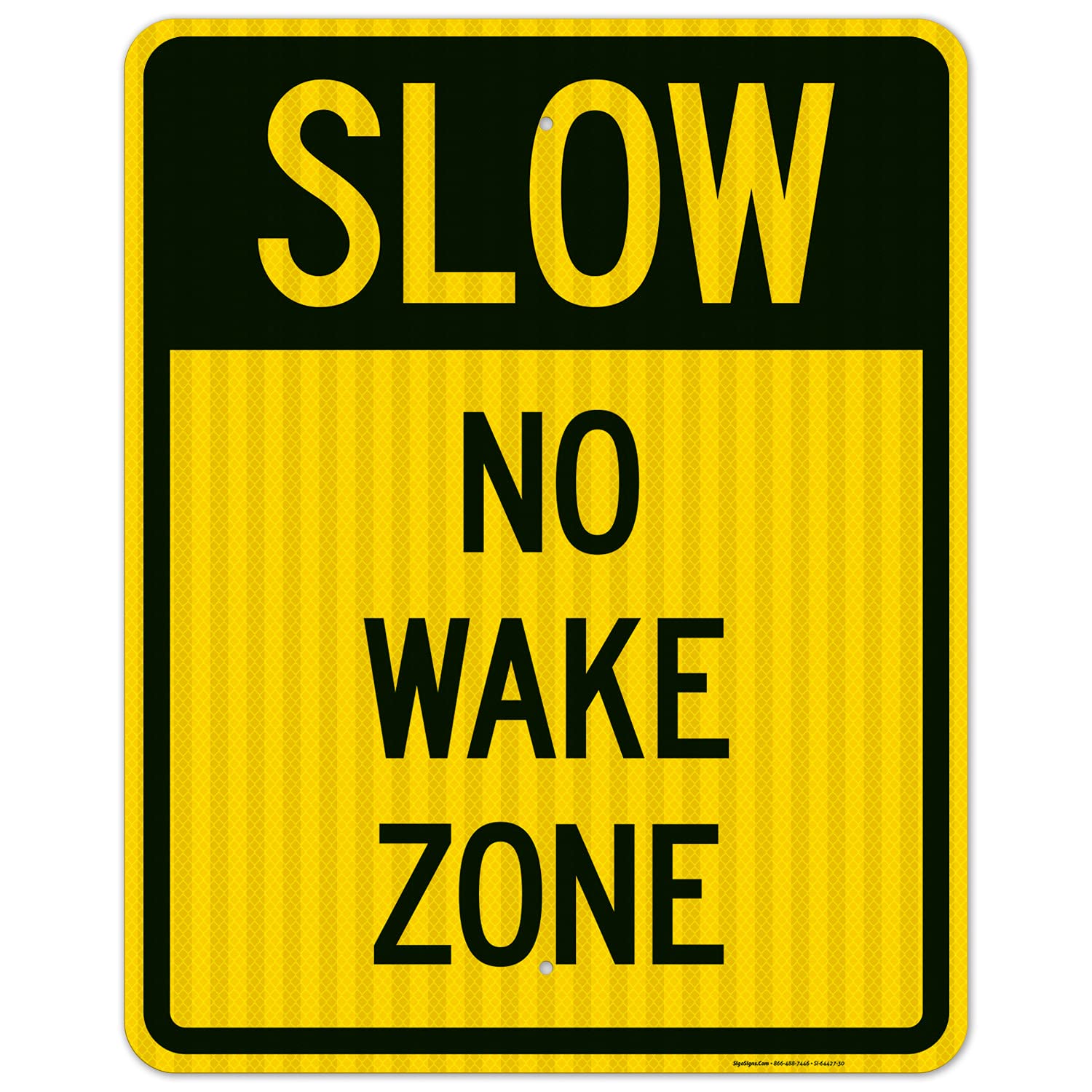 Slow No Wake Zone Sign - 24x30 Inches, 3M EGP Reflective .080 Aluminum, Fade Resistant, Made in USA - Perfect for Lakes, Rivers & Marina Safety