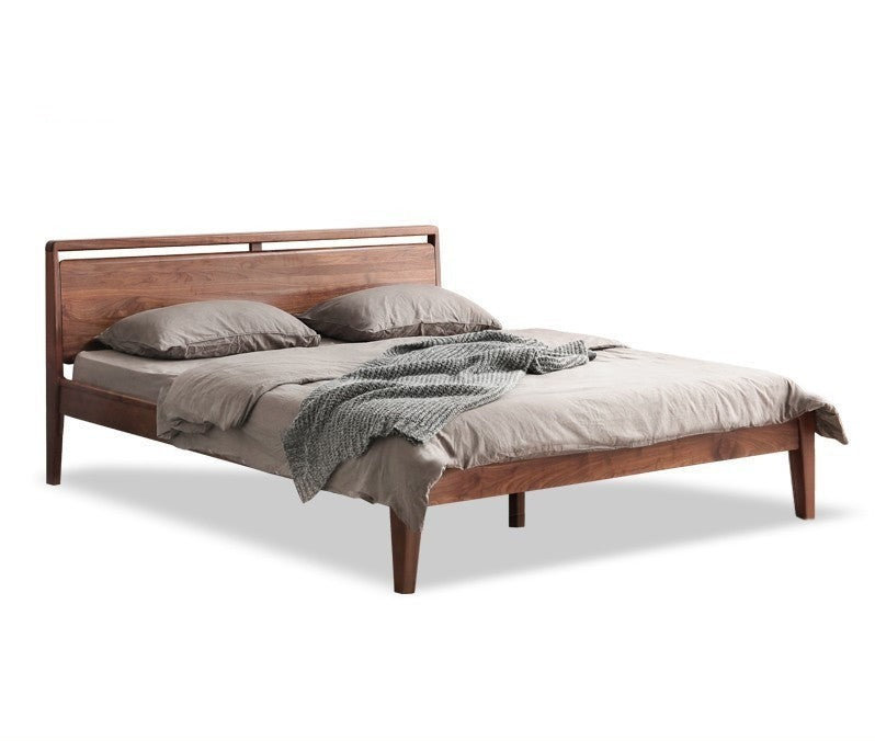 Premium Black Walnut Solid Wood Bed Frame - Queen Size, Natural Wood Grain, Sturdy & Durable - Perfect for Master Bedroom, Guest Room & Modern Farmhouse Decor