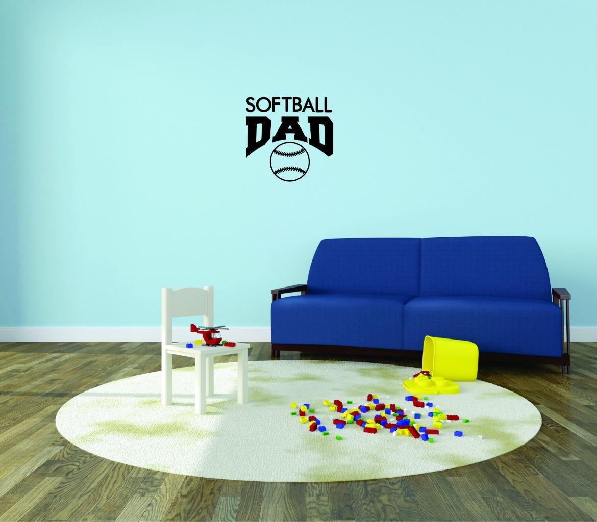 Softball Dad Wall Decals - Removable DIY Home Decor Stickers for Bedroom, Nursery & Man Cave - 30x30 Inch Sports Themed Vinyl Art - Perfect for Father's Day Gifts & Baseball Lovers