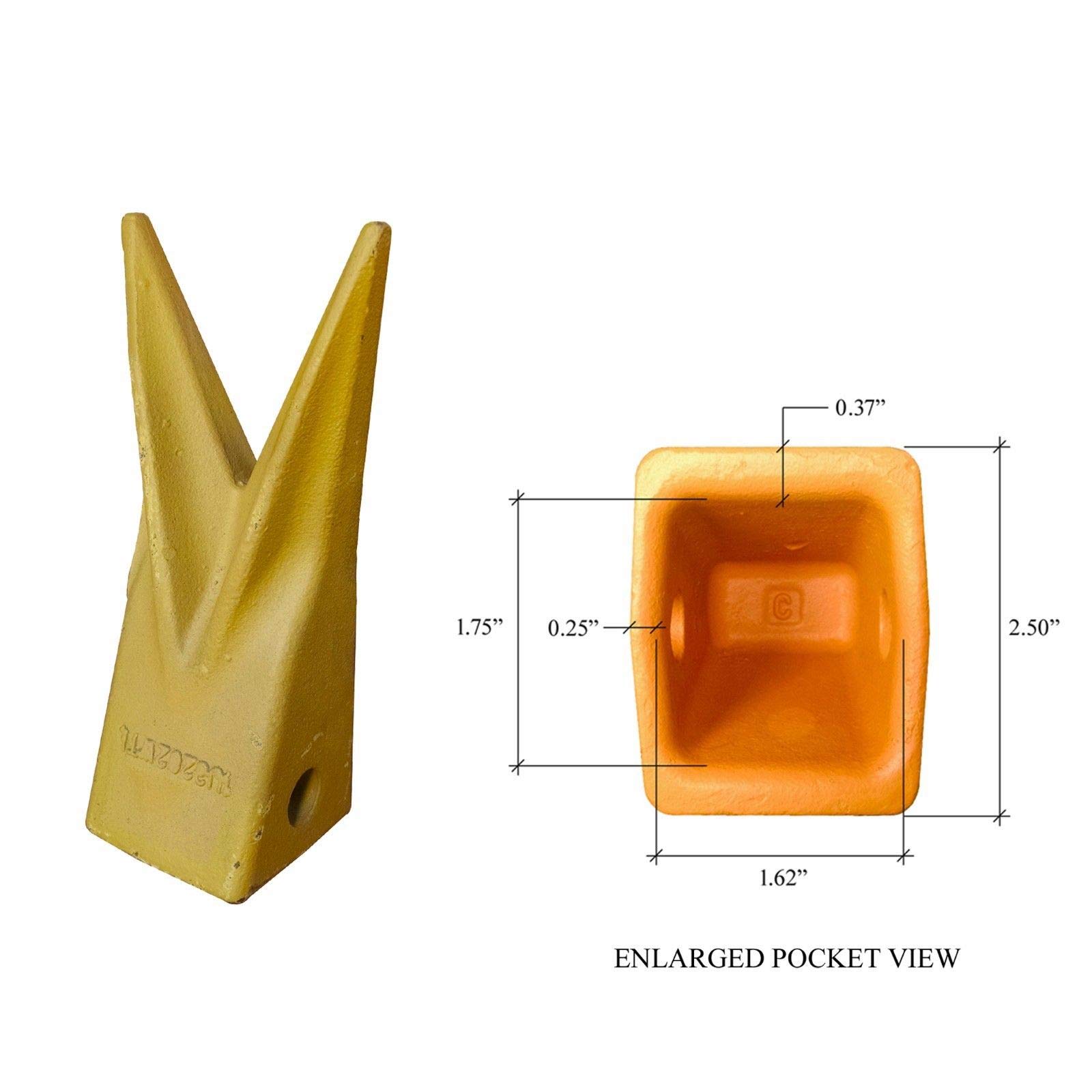 High-Quality Backhoe Bucket Cat Style Tiger Teeth with Pins & Retainers - Set of 6 (1U3202WTL) for Excavator & Tractor Attachments - Perfect for Digging, Trenching & Construction Projects