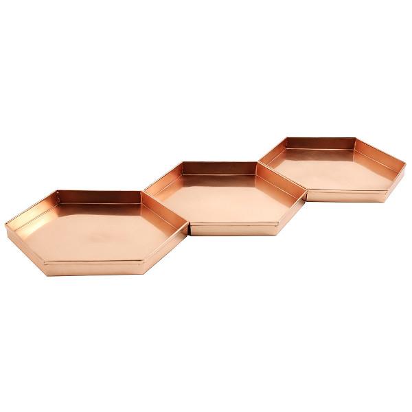 Hexagonal Copper Trays - Elegant Handmade Home Decor for Serving, Display & Organizing | Perfect for Dining, Coffee Tables & Bathroom Storage