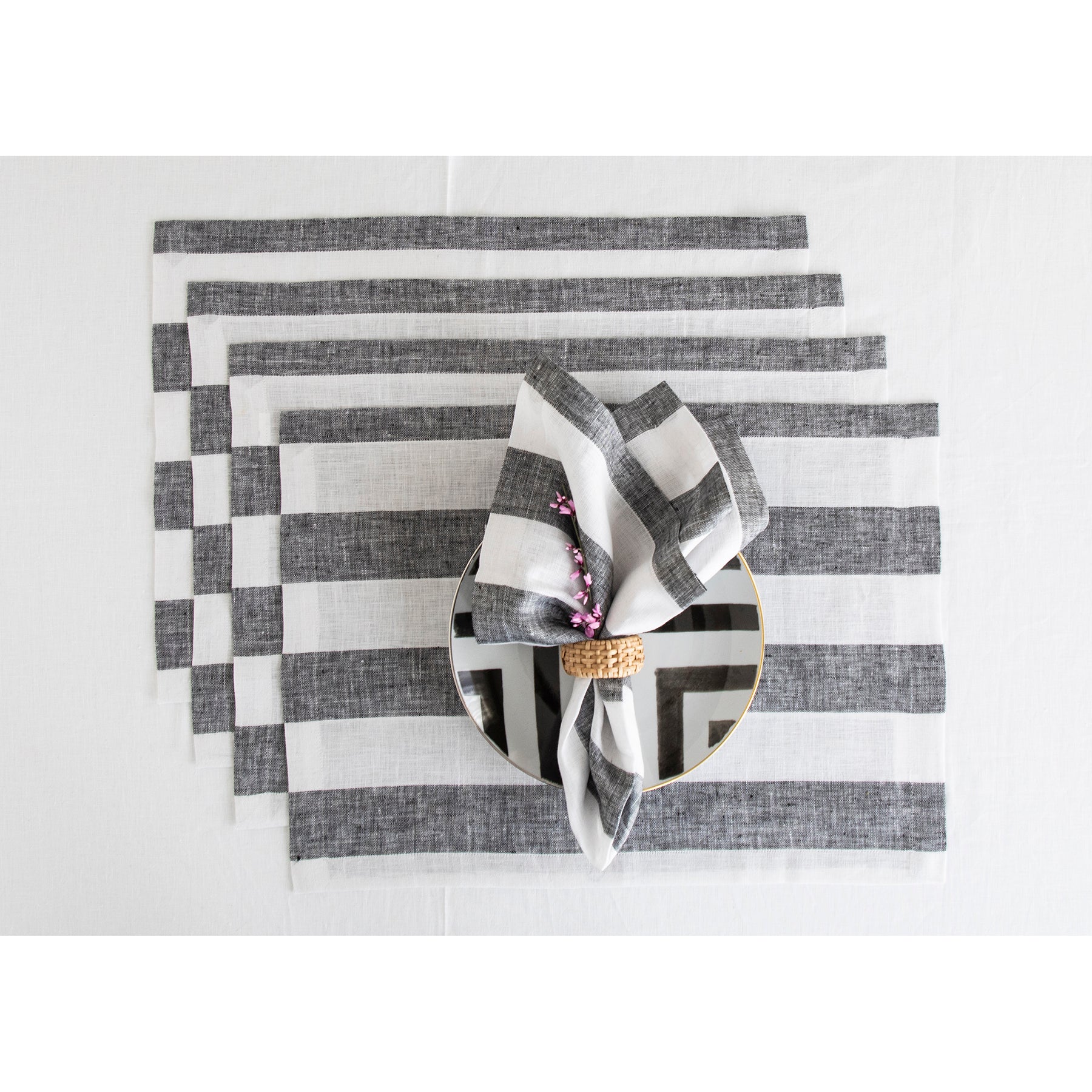 Stylish Cabana Stripe Placemats Set of 4 - Waterproof & Durable Table Mats for Dining, Kitchen, and Outdoor Entertaining