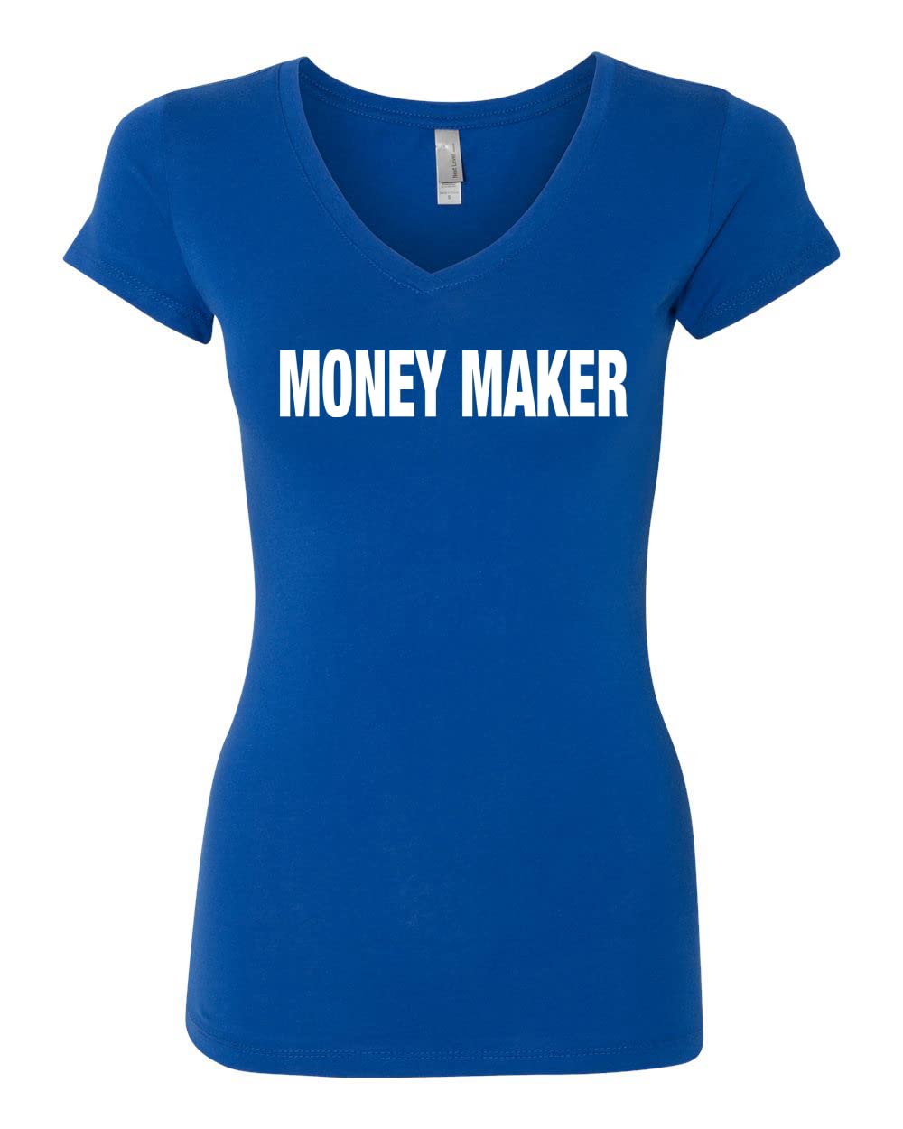 Wild Bobby Money Maker Dollar Cents Work Life Support Humor Women's Junior Fit V-Neck T-Shirt | Funny Office & Casual Wear | Gift for Working Women
