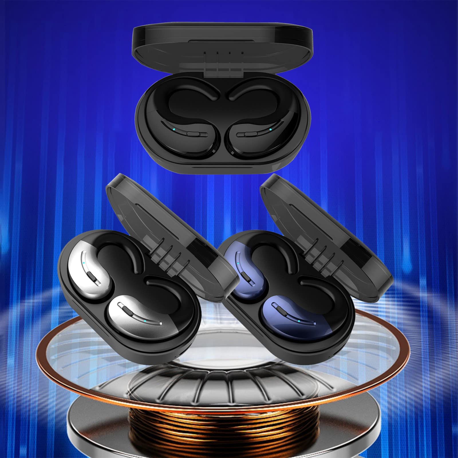 Wireless Bluetooth Earbuds with Earhooks & Built-in Mic - Stereo Sports Headphones with Wireless Charging Case - for Clear Calls, Music, Workouts, Office & Travel (Silver) | Perfect for Running, Gym, Commuting & Outdoor Activities