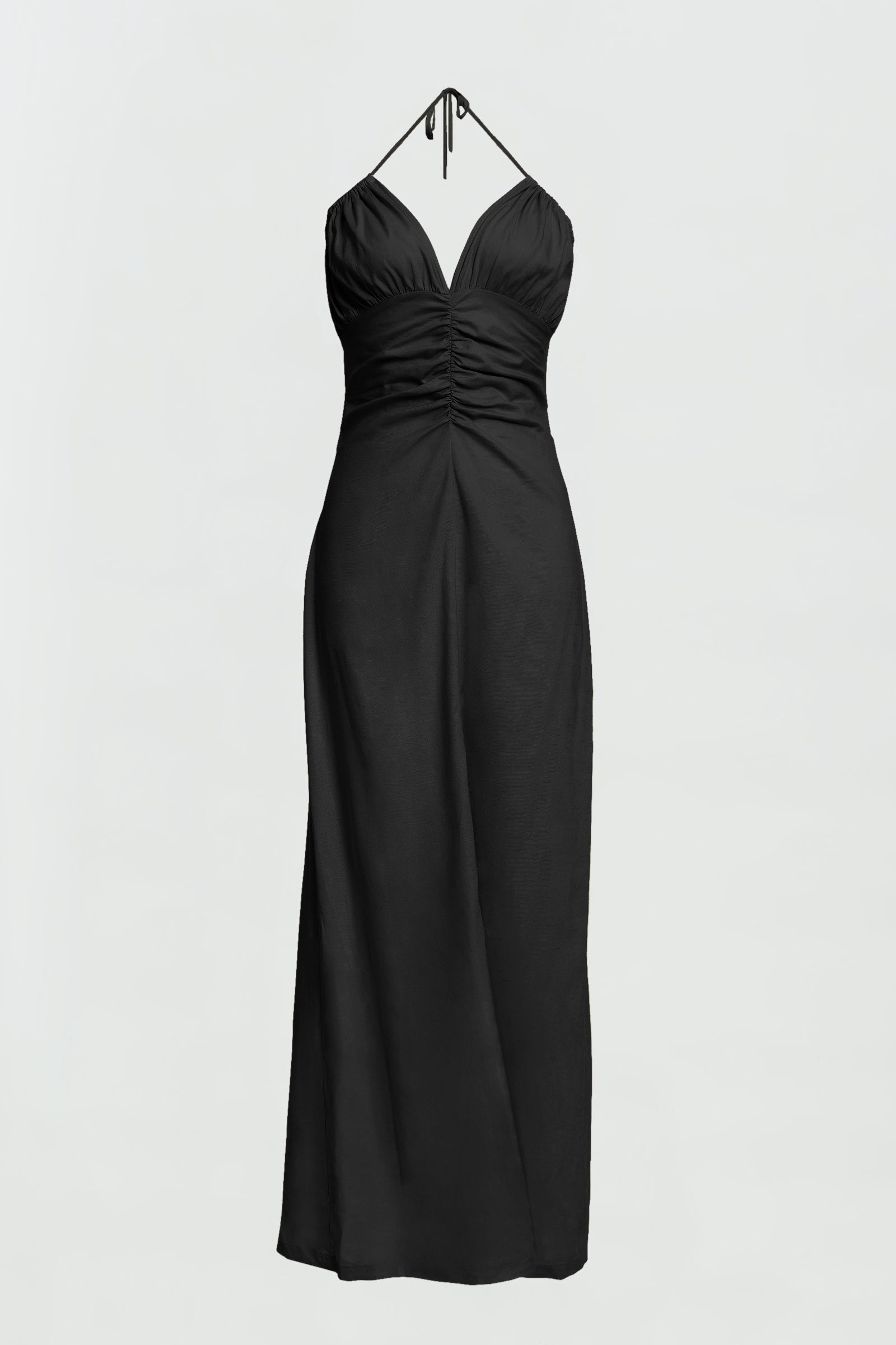 Dani Linen Halter Dress for Women - Summer Black Flowy Beach Dress for Vacation, Party & Casual Wear