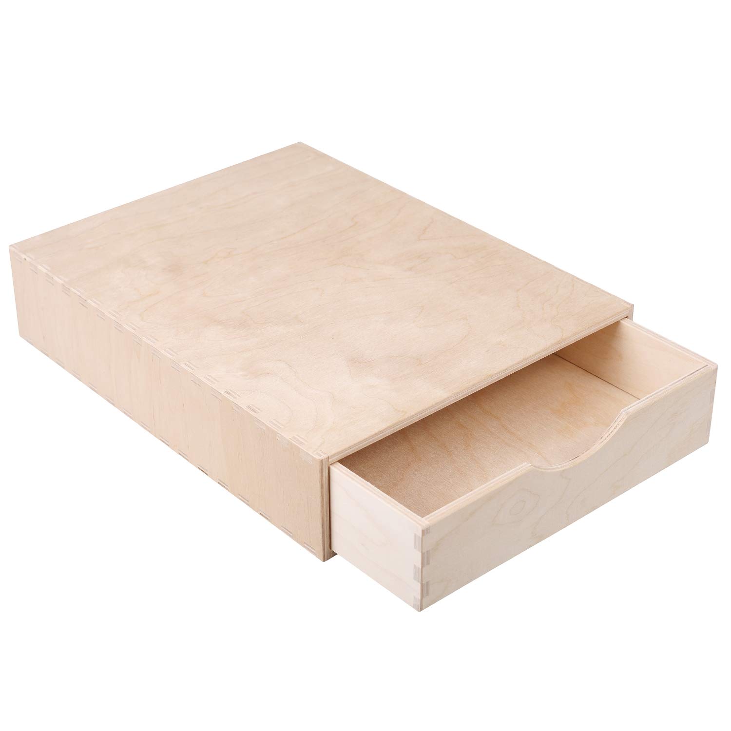 Large Wooden Chest of Drawers - 12.99 x 9.84 x 2.75 Inches - 1 Compartment Desk Organizer for Paperwork, Files & Folders - Plain Stationery Tray for Office Accessories Storage - Perfect for Home Office, Study Desk & Workspace Organization