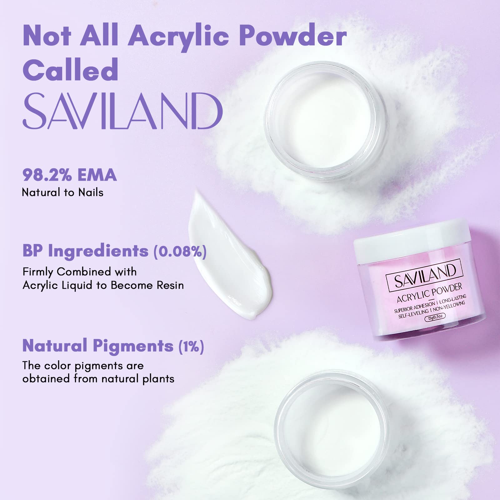 SAVILAND Acrylic Nail Kit with 100pcs Half Cover False Nail Tips - 3 Colors Acrylic Powder & Liquid Set, Acid-free Primer & Top Coat | Professional DIY Nail Art Extension Kit for Beginners | Perfect for Home Salon, Nail Practice & Party Manicures