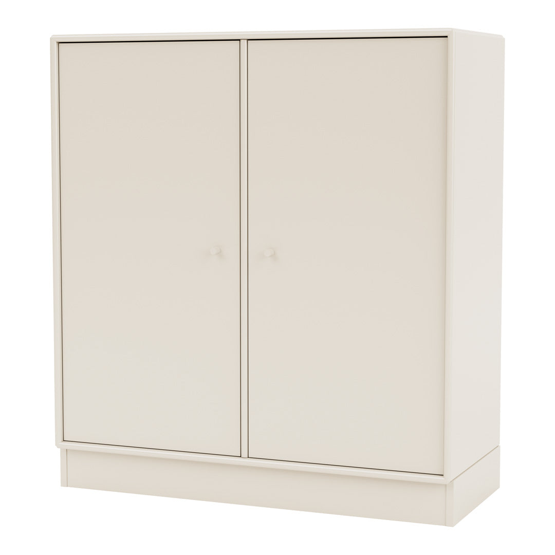 Modern 2-Door Lacquered Cabinet with Plinth Base - Stylish Storage Solution for Living Room, Bedroom or Office Organization