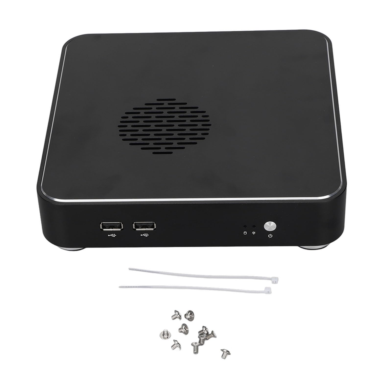 Alloy Mini ITX PC Case - 17x17cm Compact Desktop Computer Case for Home & Office | Horizontal & Wall Mountable HTPC Chassis | Ideal for Home Theater, Hotel, and Small Space Computing