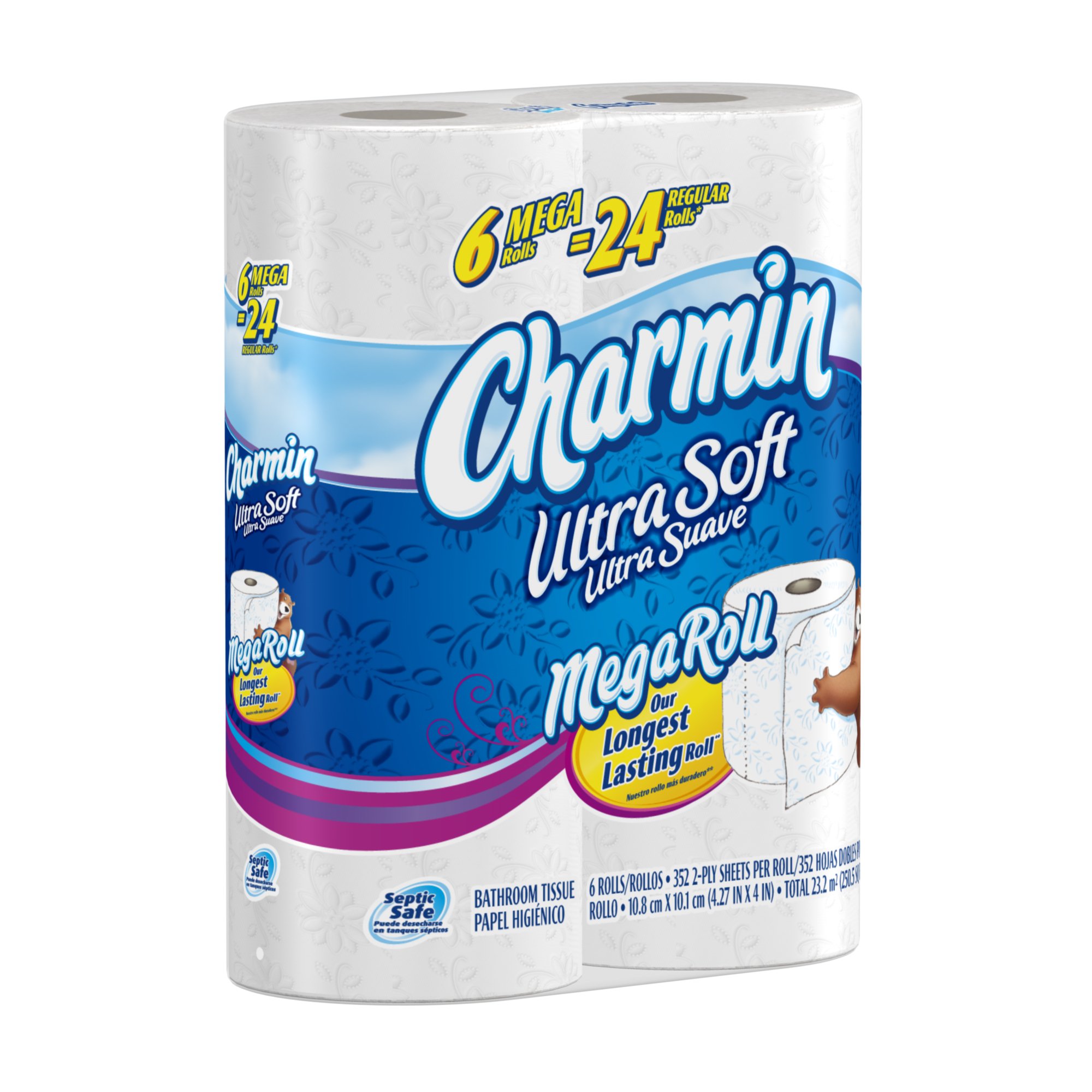 Charmin Ultra Soft Toilet Paper - 6 Mega Rolls (24 Regular Rolls Equivalent) | Premium Bathroom Tissue for Home & Office Use