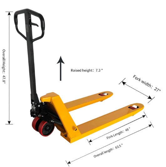 Apollolift A 1007 Standard Pallet Jack - 5500 lbs Capacity, 48