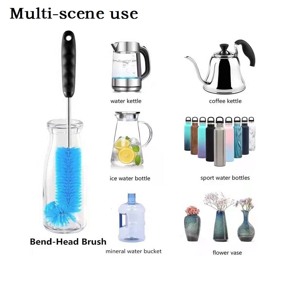 Premium Bottle Brush Cleaning Kit - 4PCS Multi-Purpose Brushes for Water Bottles, Baby Bottles, Straws, Coffee Pots, Kettles & More | Perfect for Home, Office, Travel & Camping Use